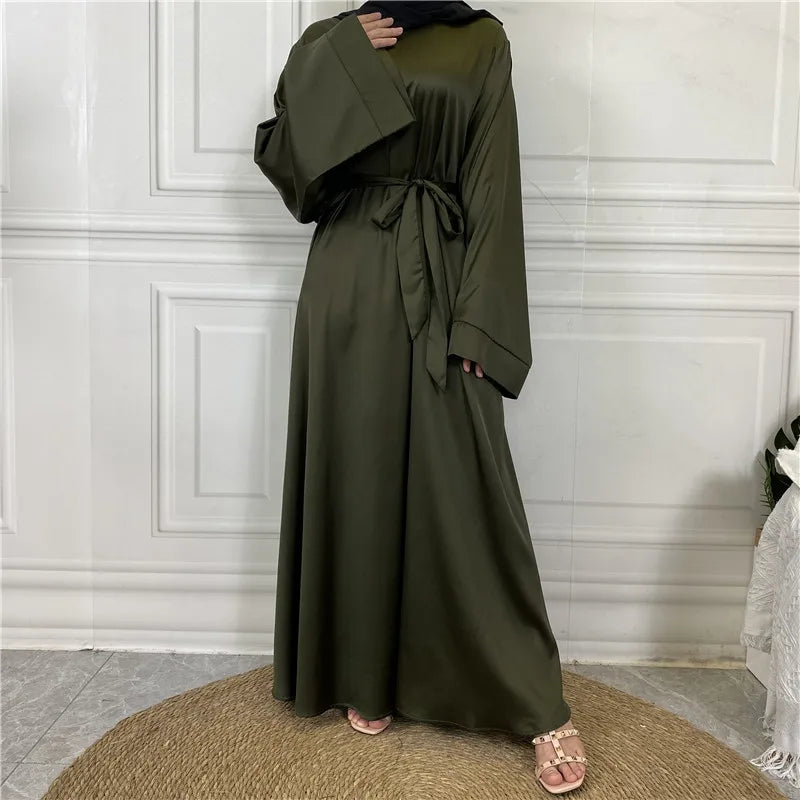 Middle Eastern Satin Long Abaya Dress