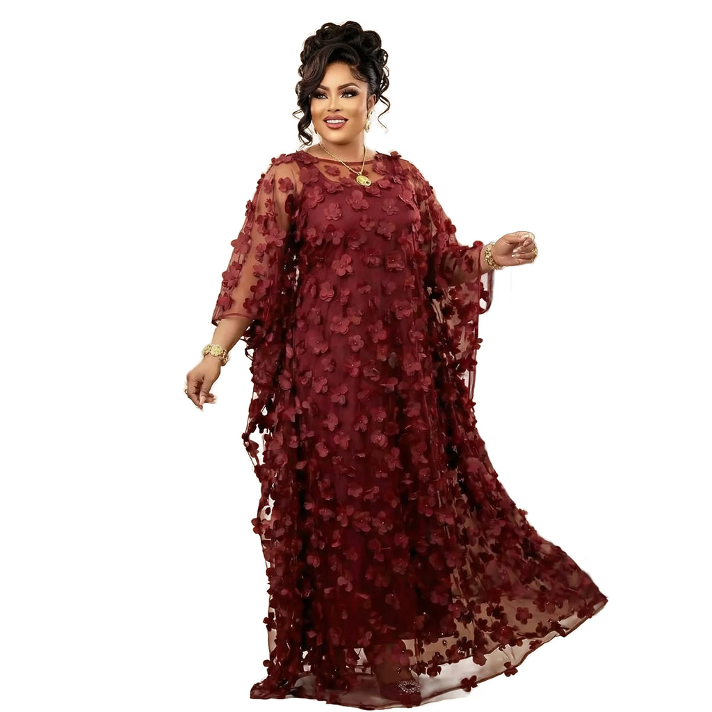 African Embroidery Plus Size Church Party Dress