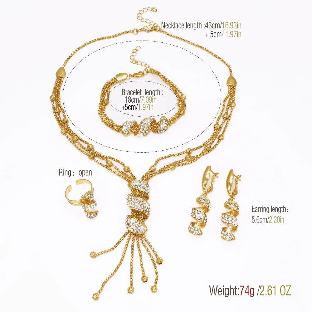 Dubai Gold Tassel Jewellery Set