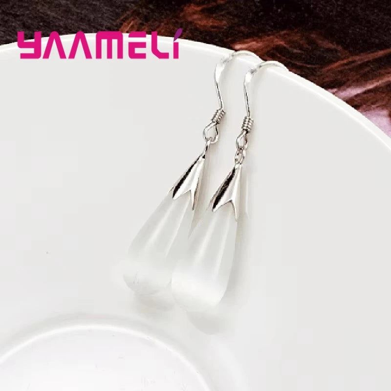 925 Sterling Silver Opal Cat Eye Stone Jewellery Set