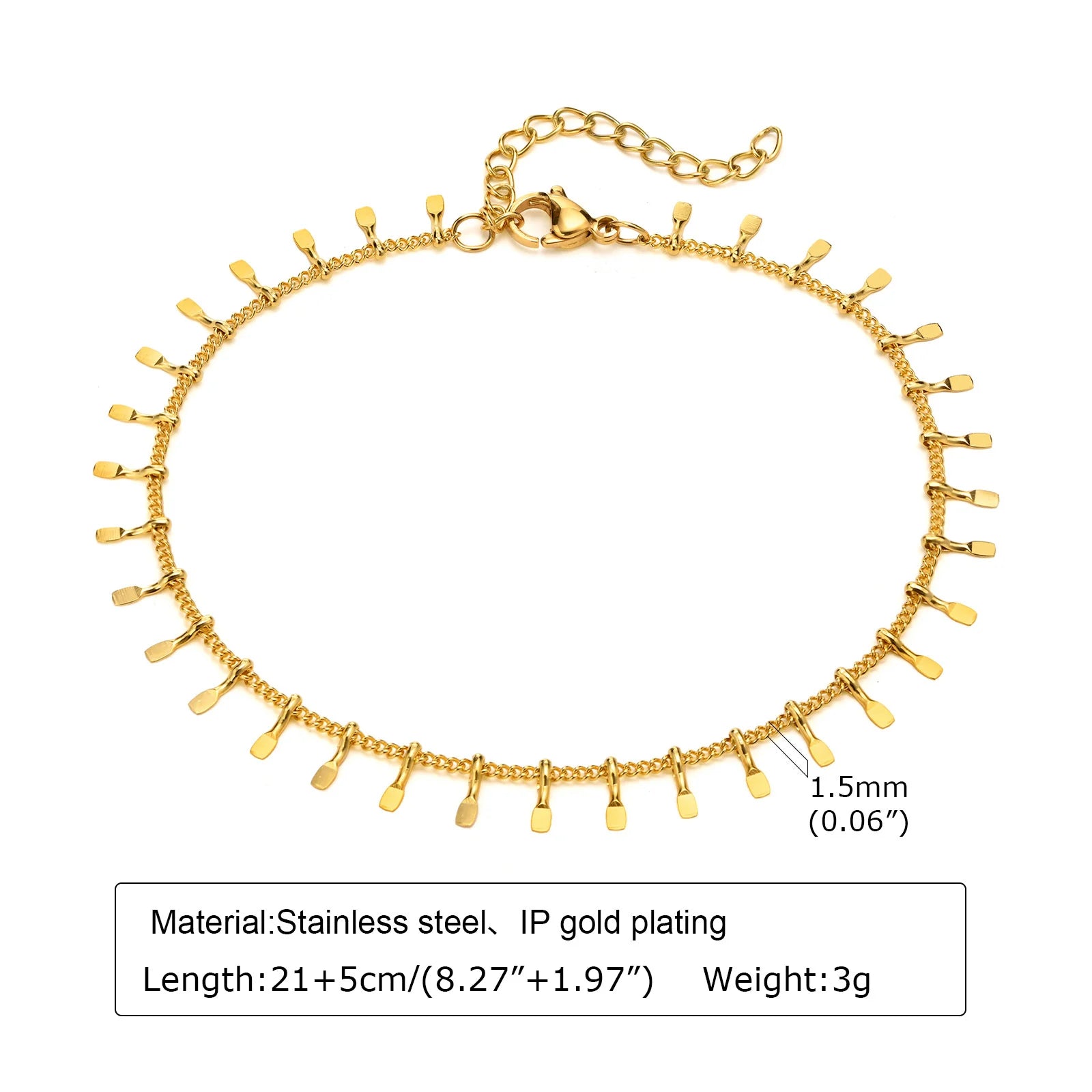 Waterproof Layered Link Chain Anklet