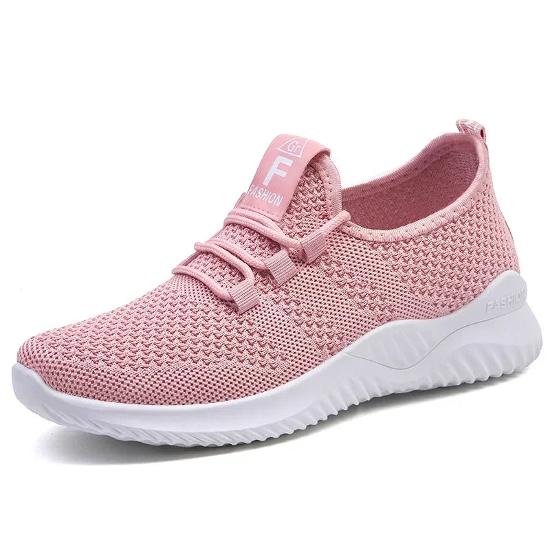 Women's Air Mesh Flats – Lightweight Lace-Up Casual Shoes