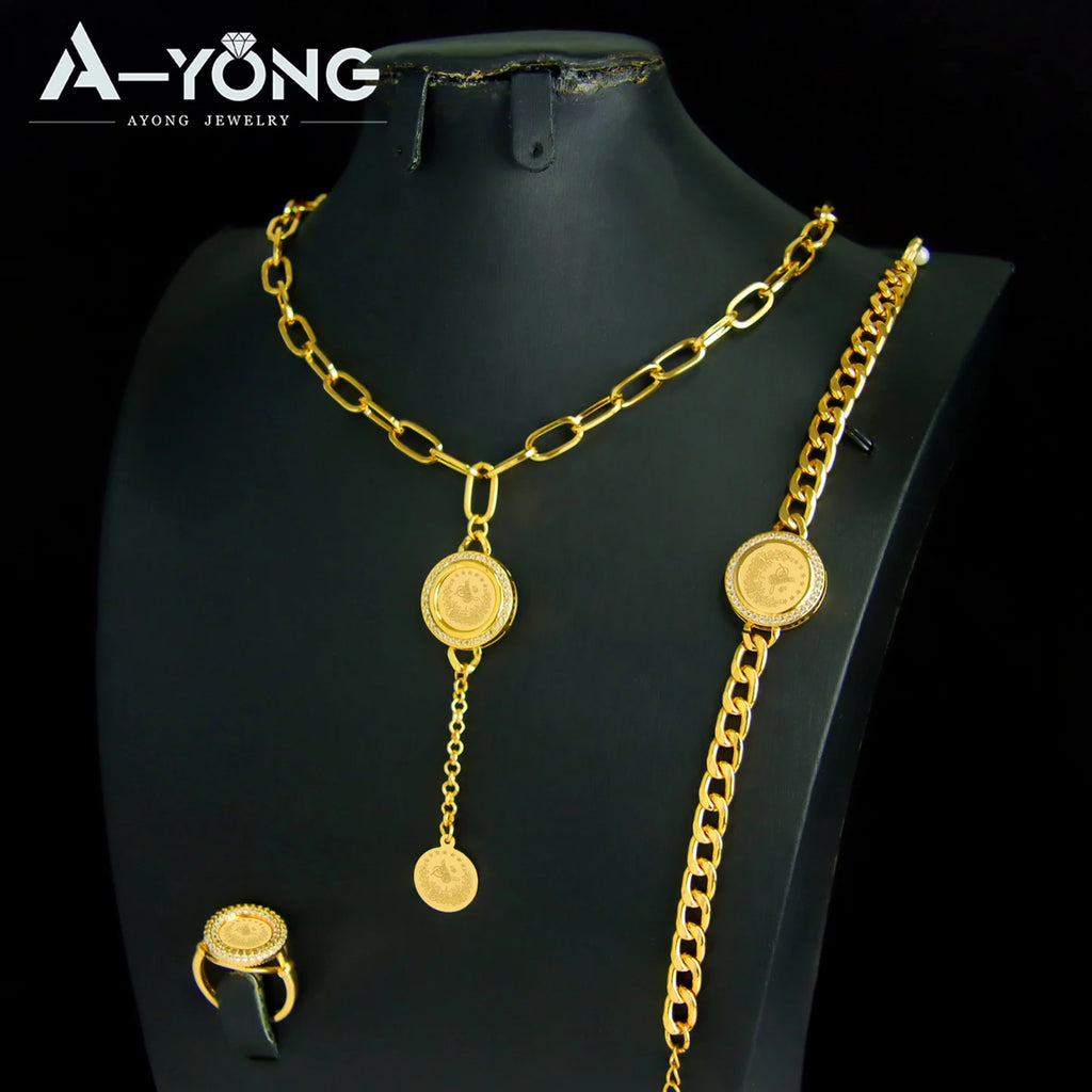 Turkish Coins Gold Jewellery Set