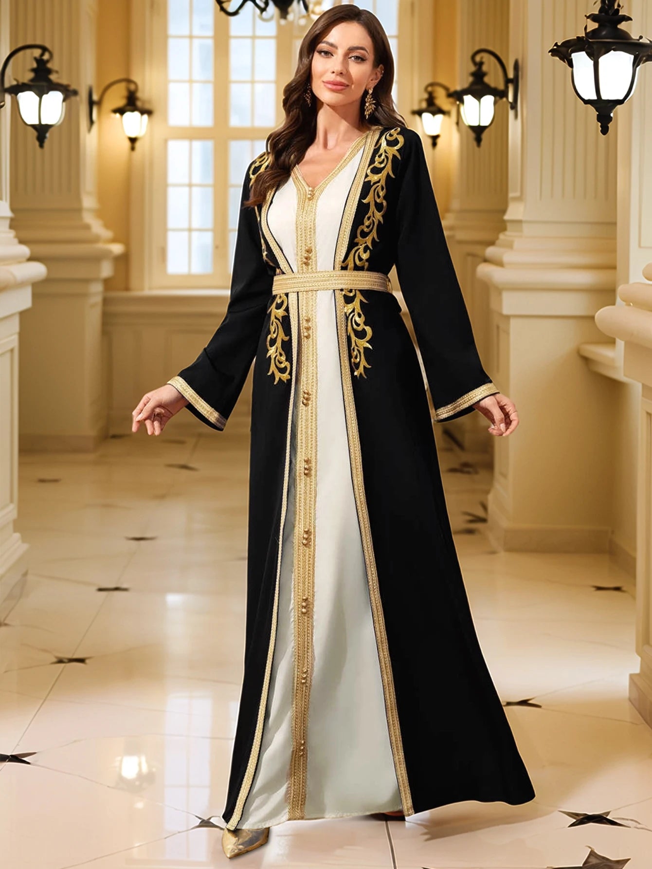 Gold Embroidered Moroccan Kaftan Eid Dress