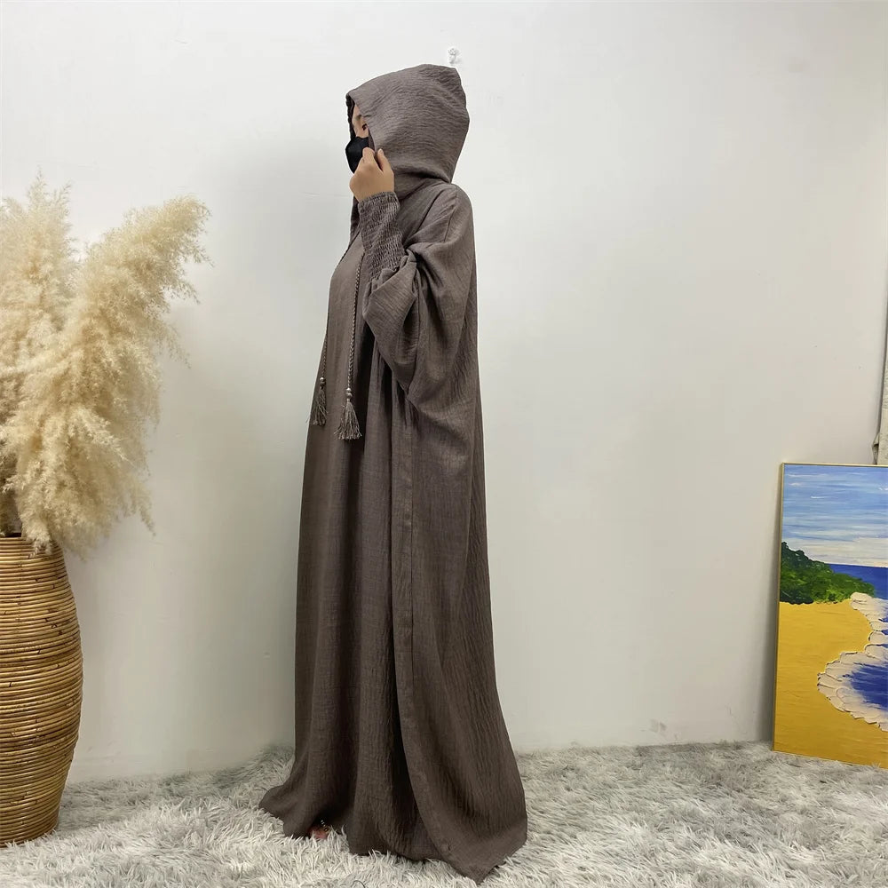 Hooded Batwing Sleeve Abaya Robe