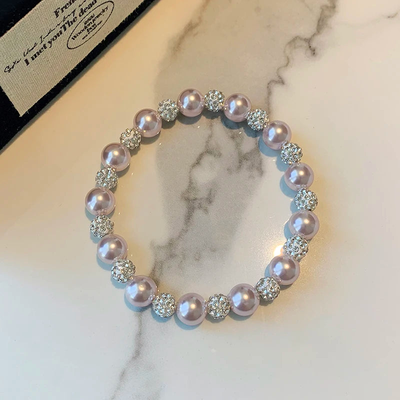 Rose Purple Pearl Bead Clavicle Chain Necklace