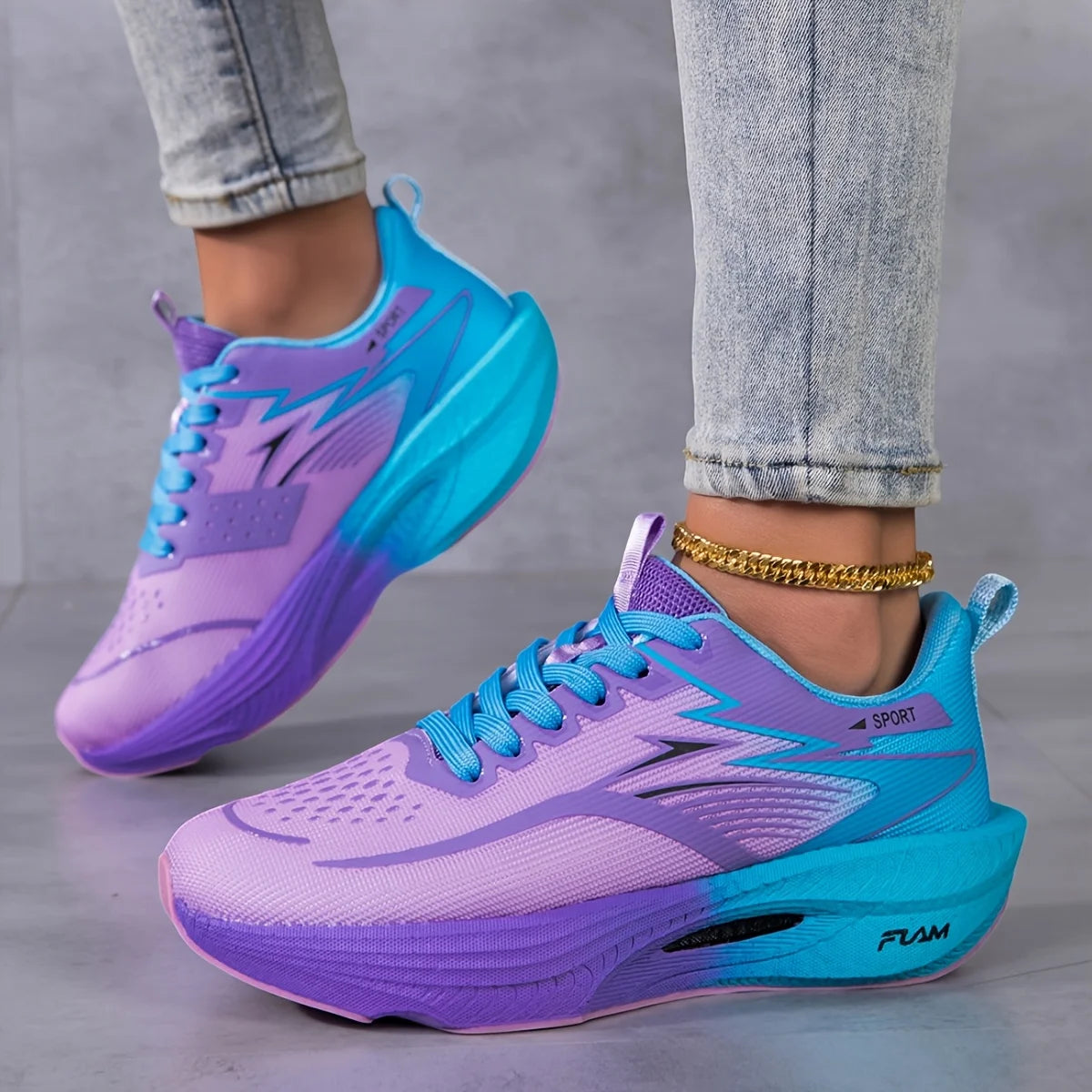 Women's Air Mesh Sneakers – Lightweight Printed Lace-Up Shoes