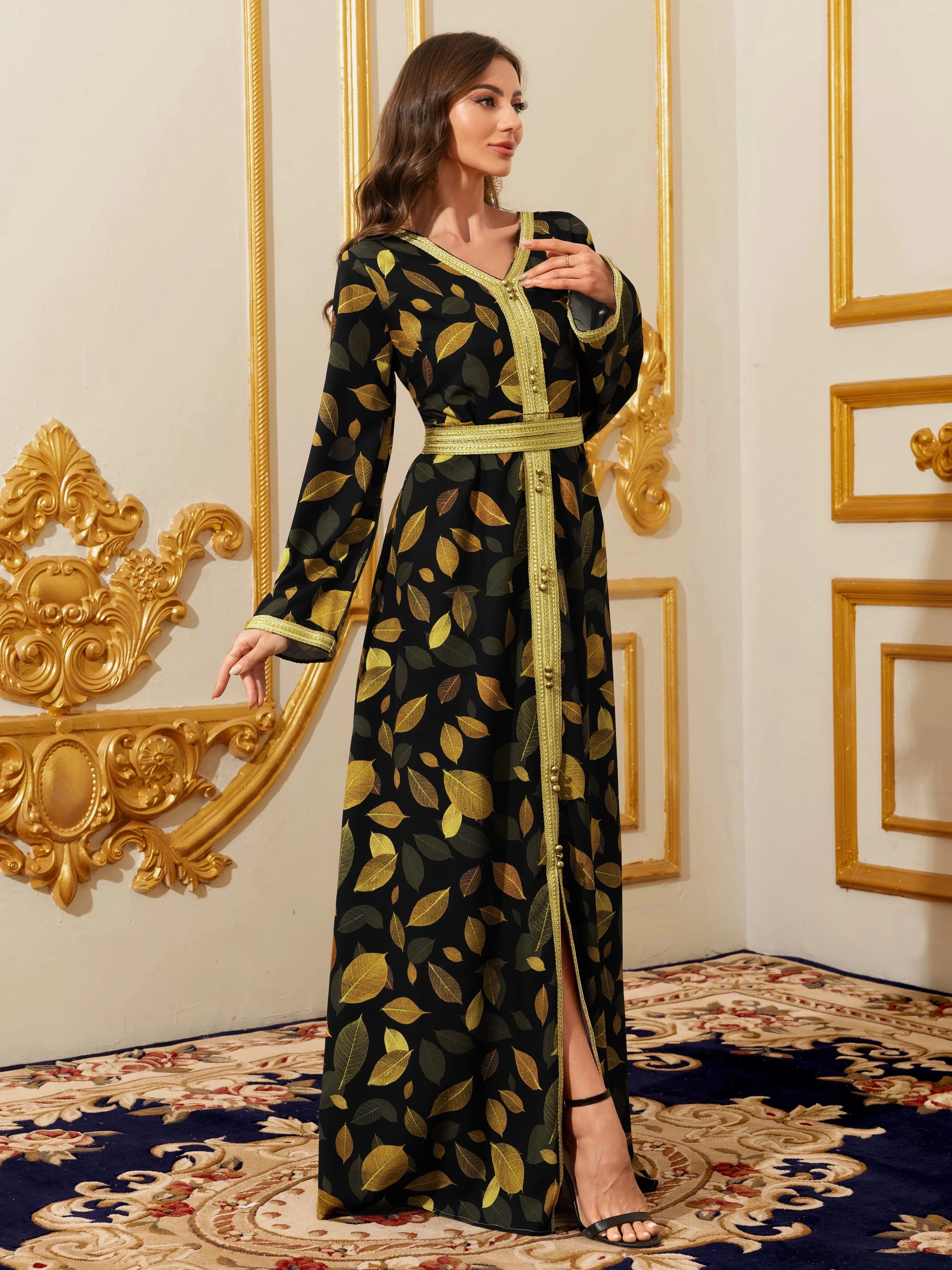 Moroccan Floral Maxi Kaftan Dress