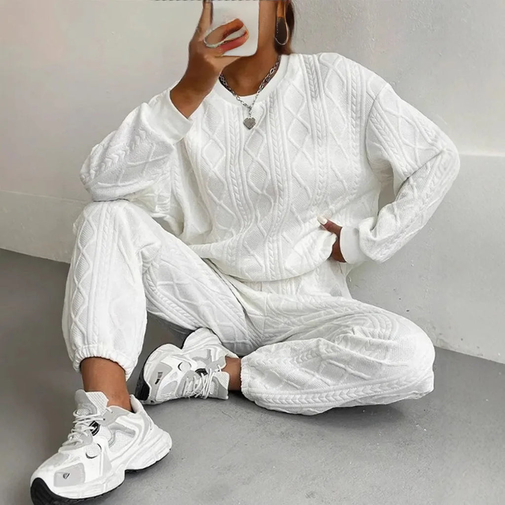 Women's Knit Streetwear – Casual Autumn/Winter Sports Style
