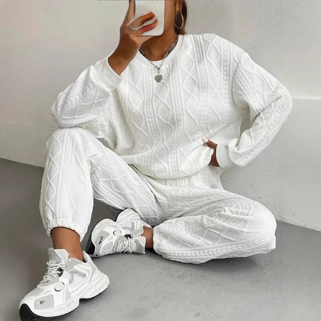 Women's Knit Streetwear – Casual Autumn/Winter Sports Style