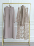 Beading Flower Cardigan Abaya Dress