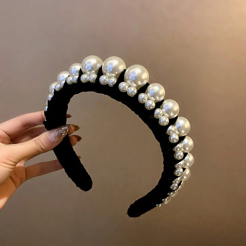 Full Rhinestone Leaf Pearl Headband