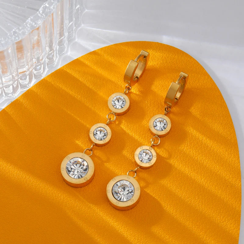 White Zirconia Drop Dangle Earrings