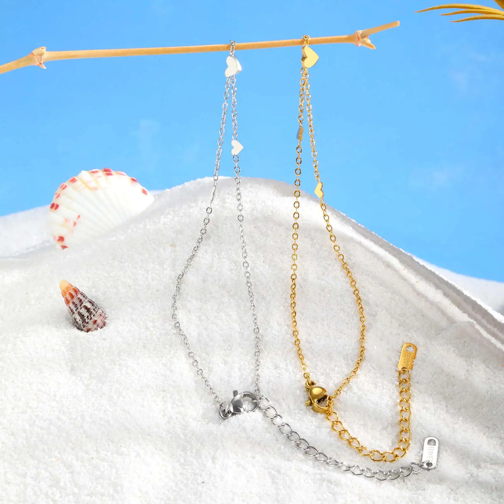 Gold Plated Heart Anklet Bracelet