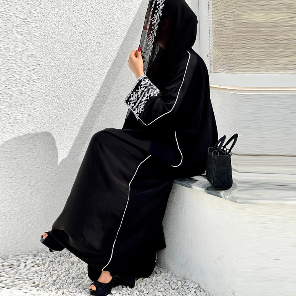 Embroidered Kimono Coat Abaya Caftan