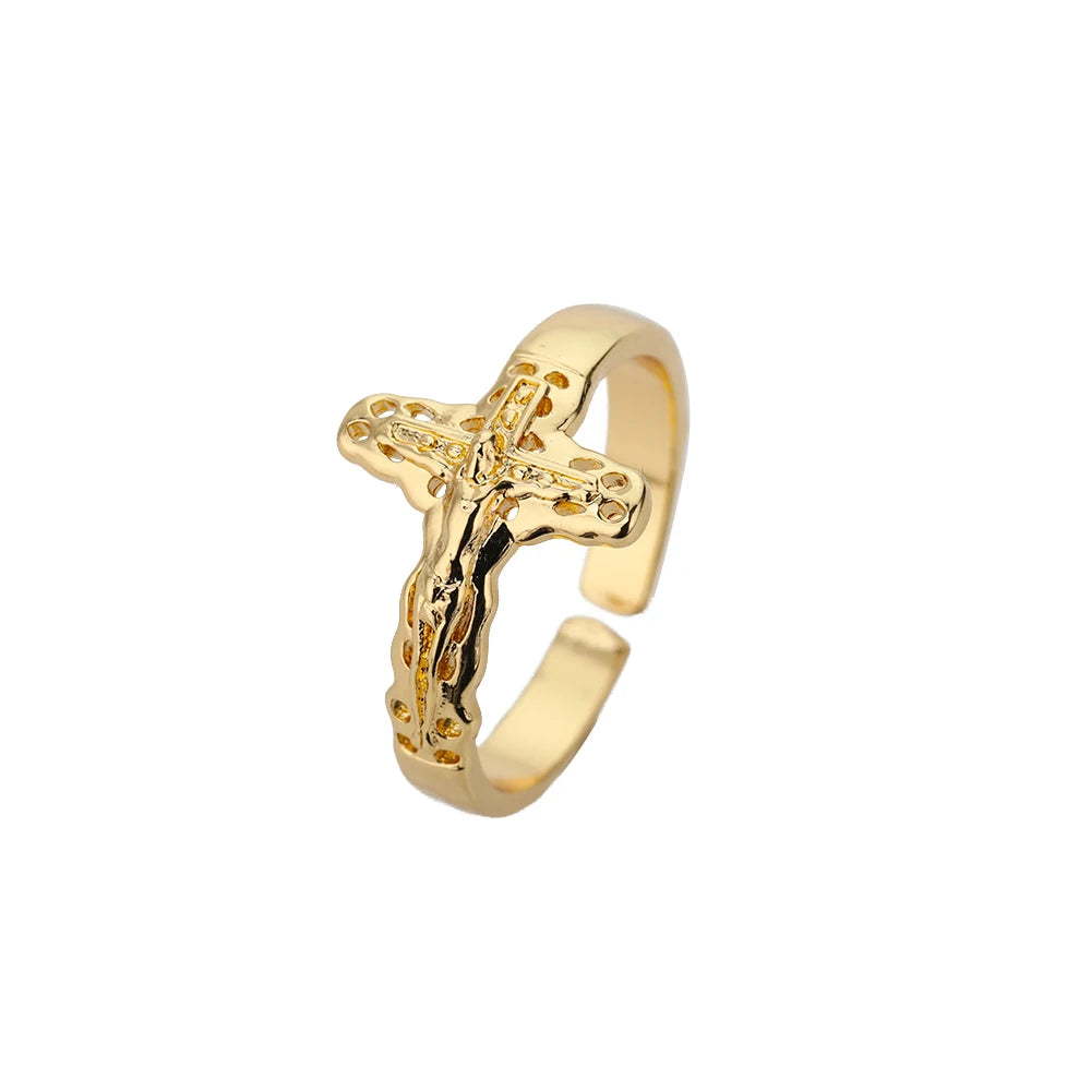 Golden Cross Zircon Ring