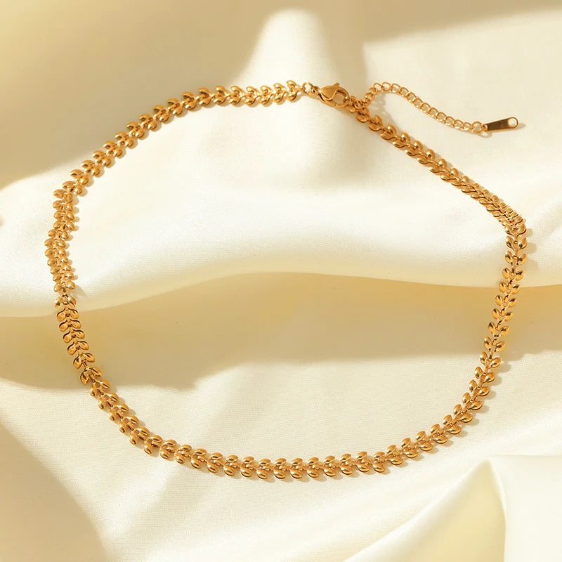 Gold Wheat Chain Necklace & Bracelet Set