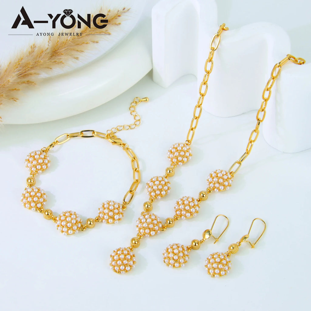Royal Pearl Gold Jewelry Set