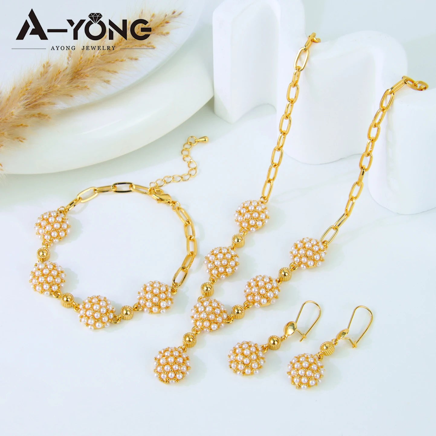 Royal Pearl Gold Jewelry Set