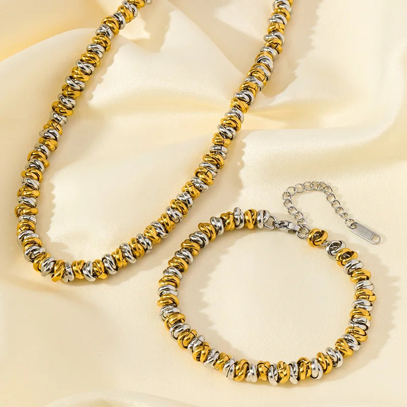 Two-Tone Chain Necklace & Bracelet Set