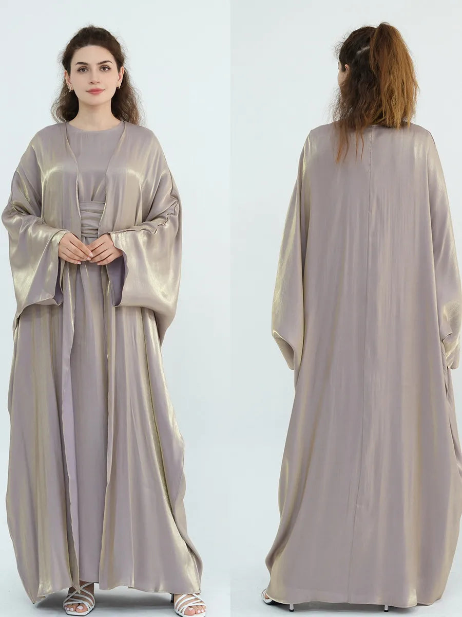 Arabic Kimono Cardigan Abaya Set