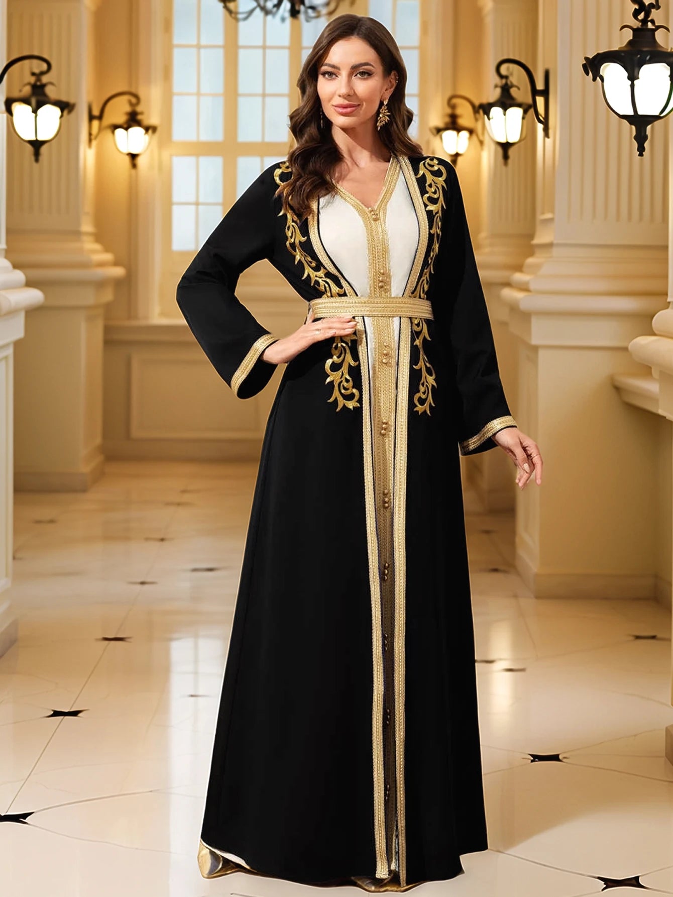 Gold Embroidered Moroccan Kaftan Eid Dress