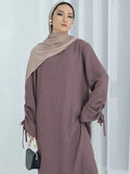 Lace-Up Sleeve Modest Abaya Kaftan Dress