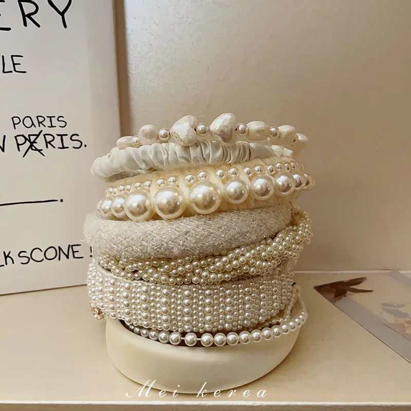 Full Rhinestone Leaf Pearl Headband