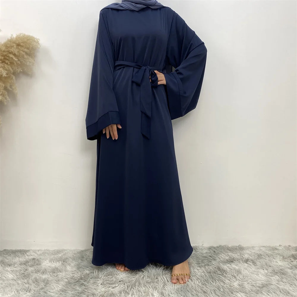 Lace Long Sleeve Net Colour Islamic Abaya Dress