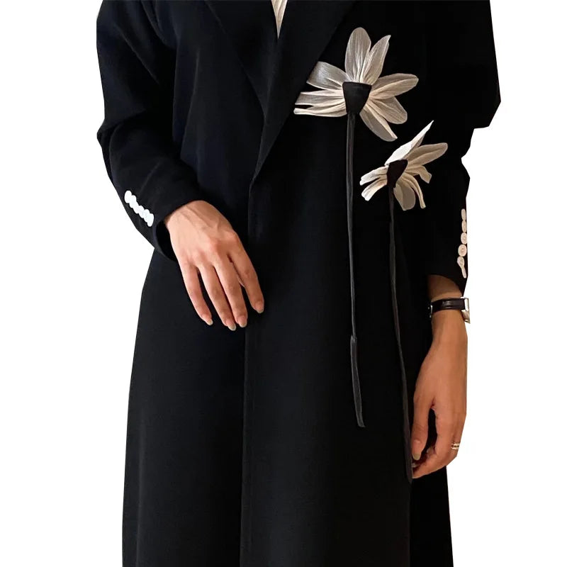 Floral Open Abaya Cardigan Dress