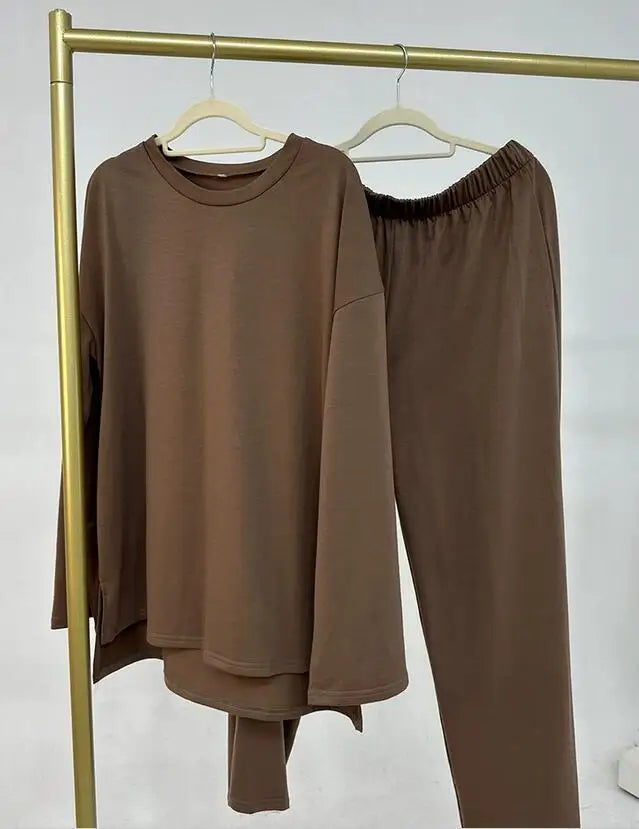 Muslim Long Sleeve Top & Pants 2-Piece Set