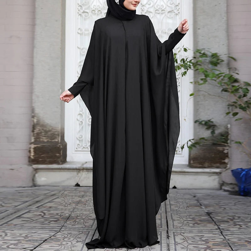 Chiffon Long Sleeve Hijab Abaya Dress