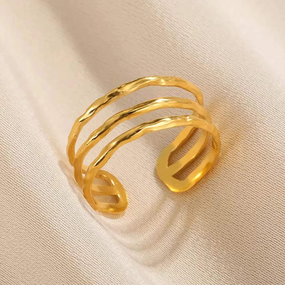 Golden Geometric Adjustable Ring