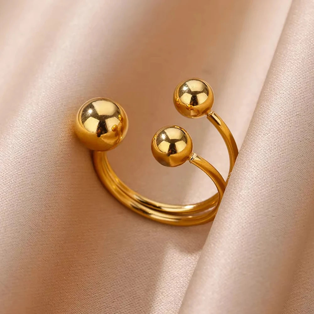 Golden Geometric Adjustable Ring
