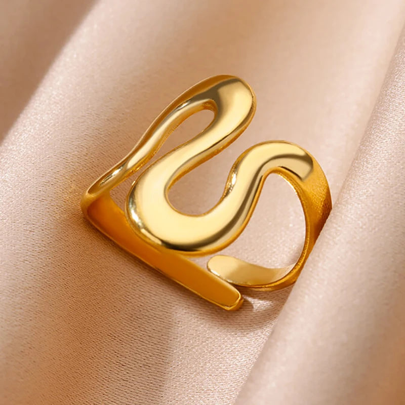 Golden Geometric Adjustable Ring