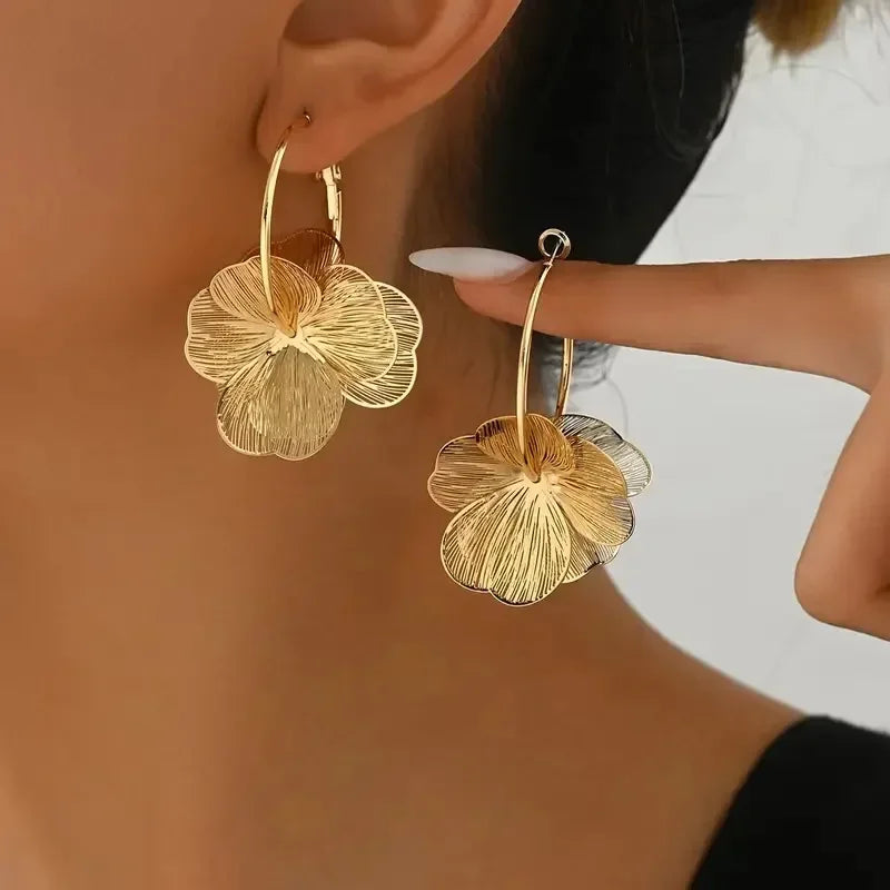 Golden Bloom Hoop Earrings