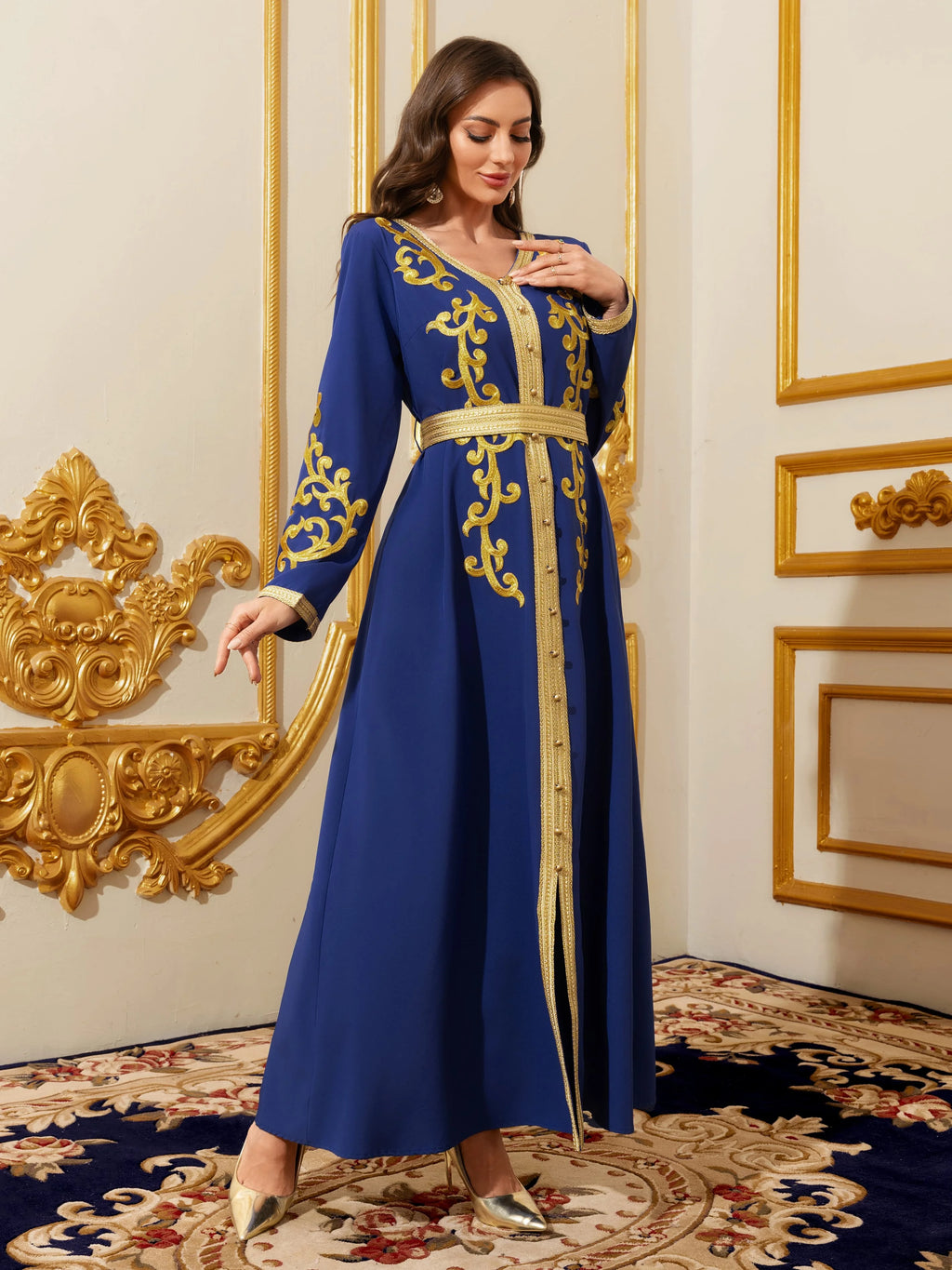 Gold Embroidered Moroccan Kaftan Abaya
