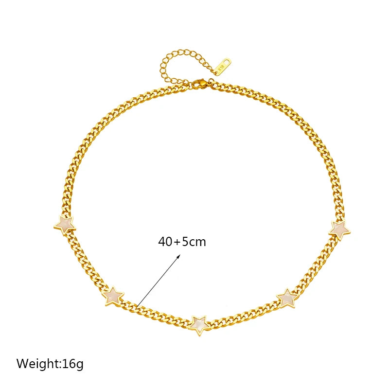 Pentagram Star Pendant Thick Chain Choker Necklace