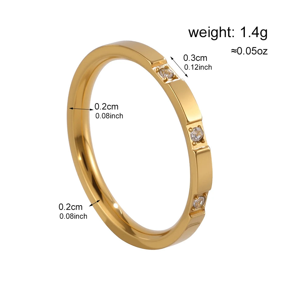 2pcs/set Modern Spark Zircon Ring