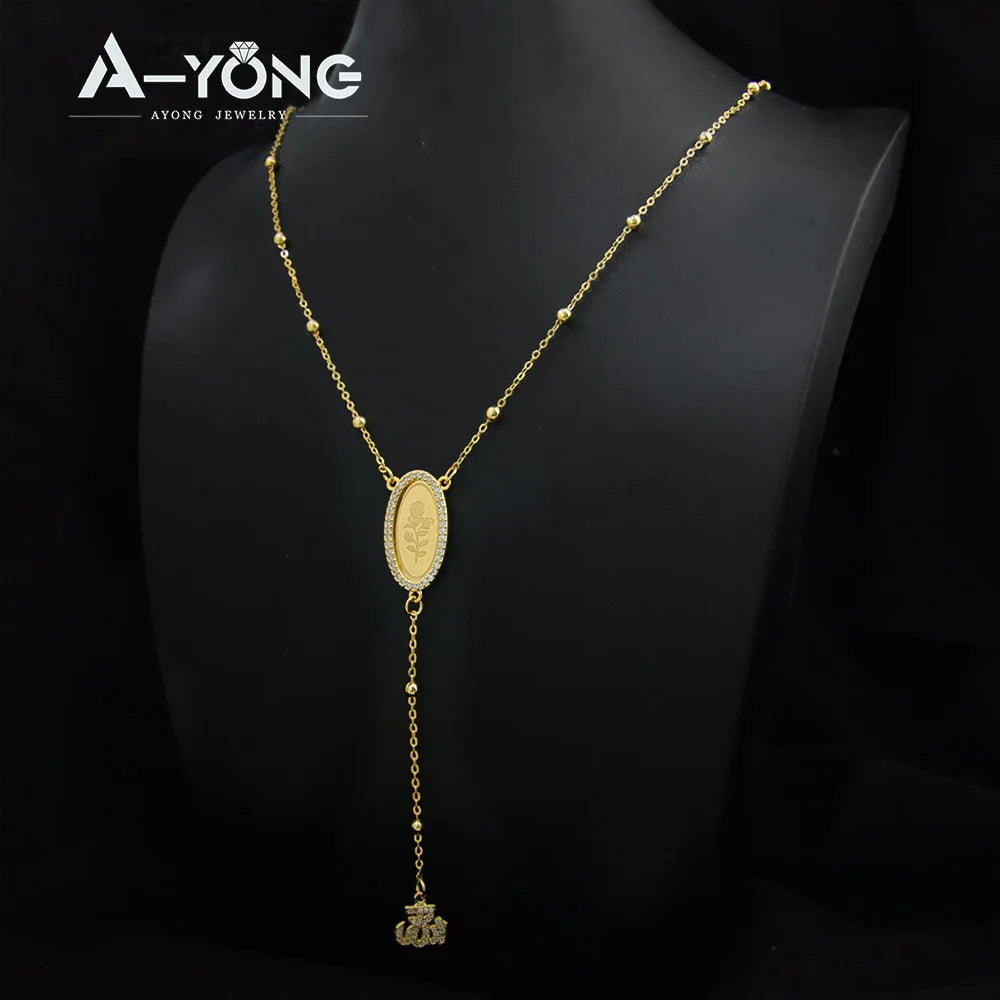 Islamic Gold Coins Long Pendant Necklace