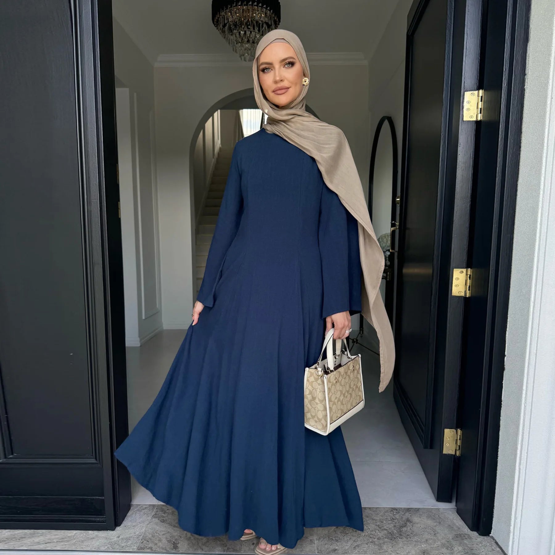 Plain Dubai Abaya Elegant Holiday Kaftan Dress