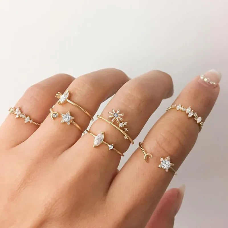 Crystal Glow Gold Ring