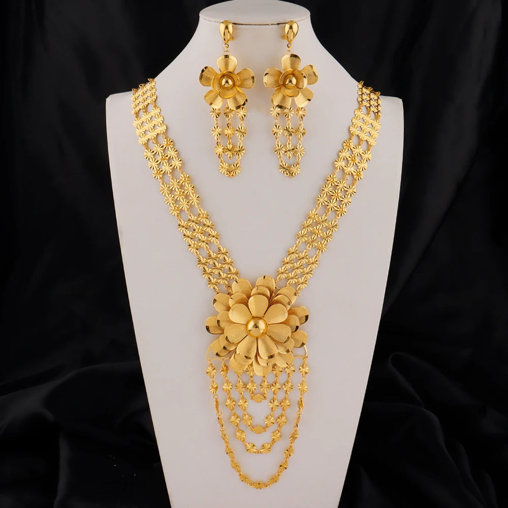 Golden Blossom Necklace Set