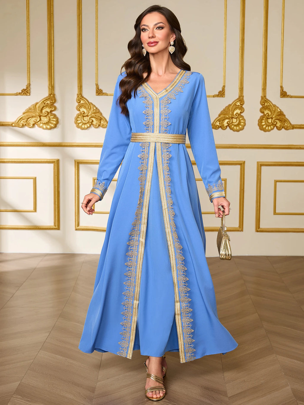 Floral Appliqué Moroccan Kaftan Abaya