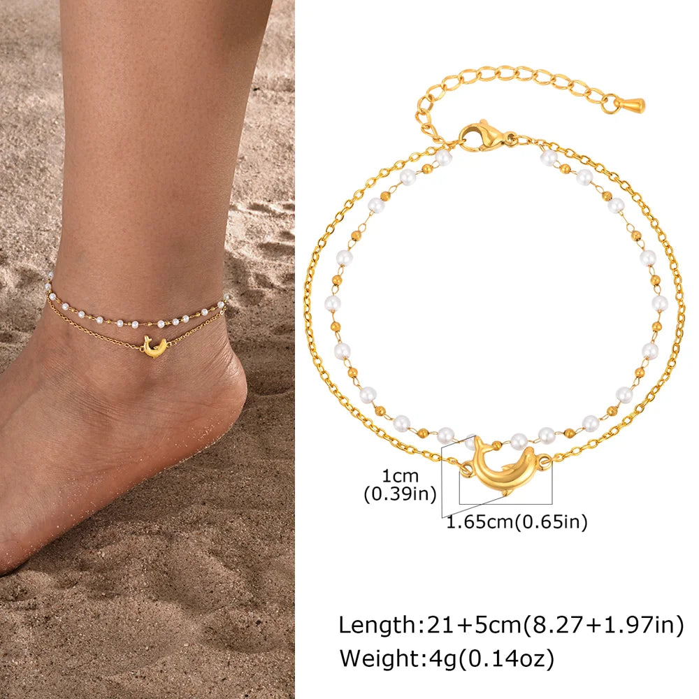 Gold Plated Heart Anklet Bracelet