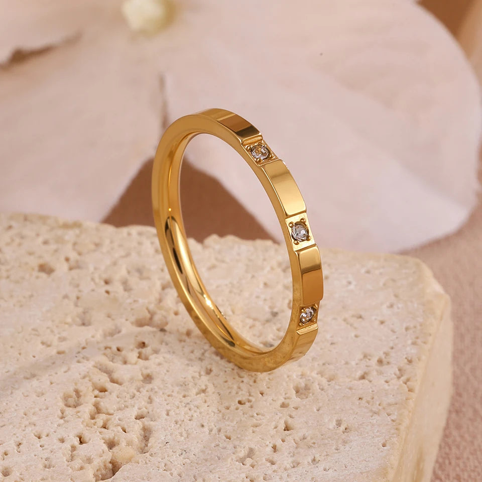 2pcs/set Modern Spark Zircon Ring