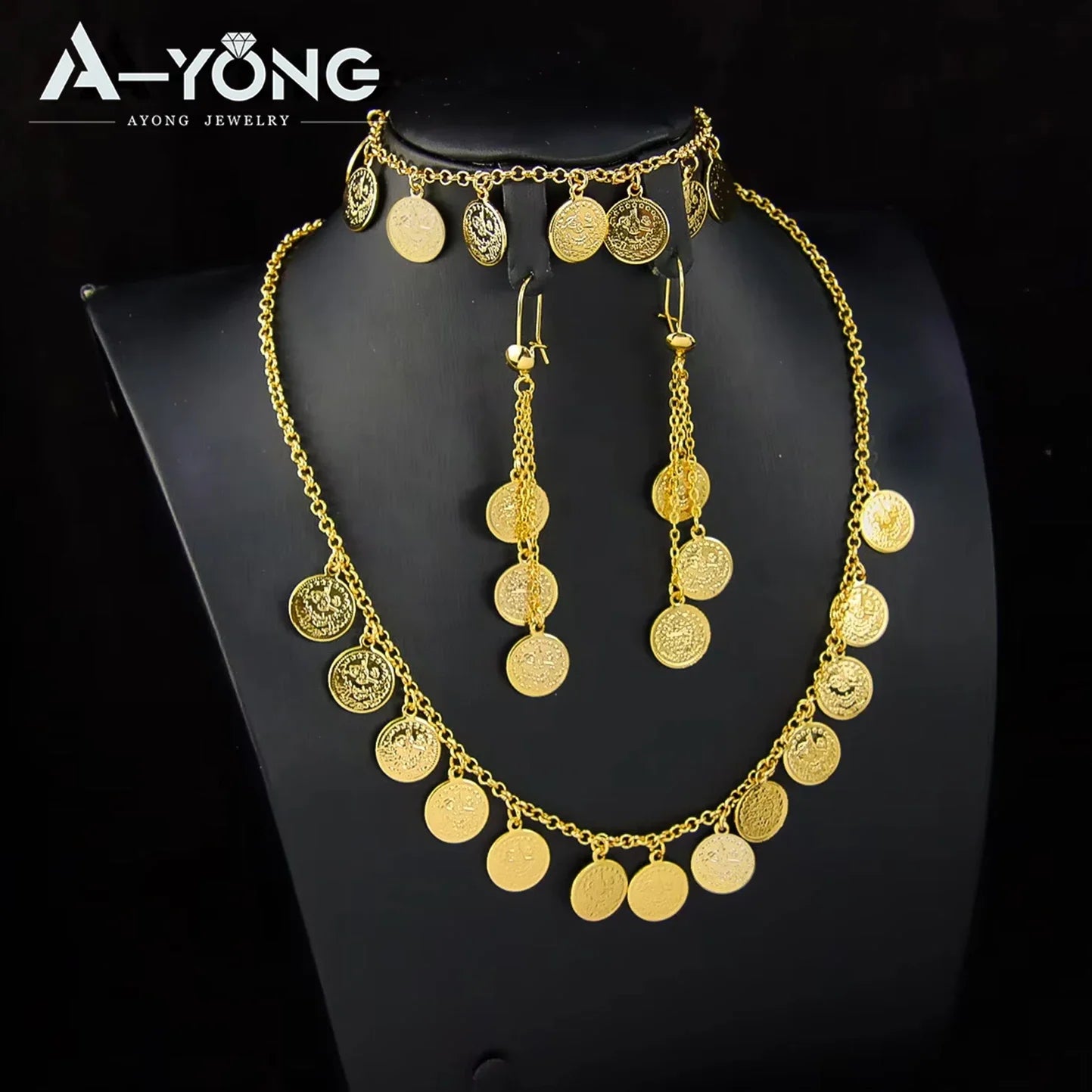 Arabic Gold Coins Necklace Set