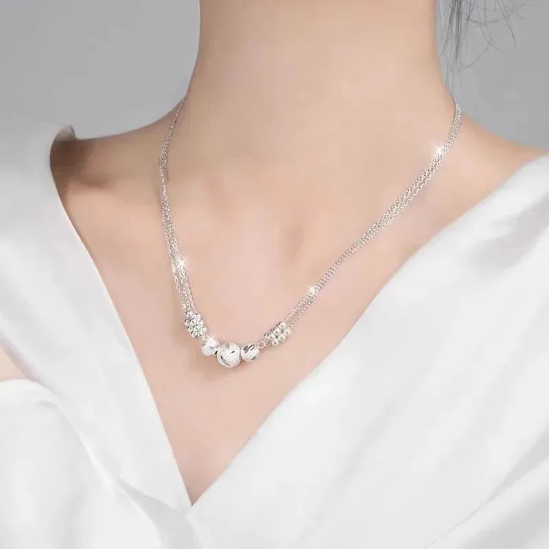 925 Sterling Silver Multi-Layer Beads Necklace & Bracelet Set