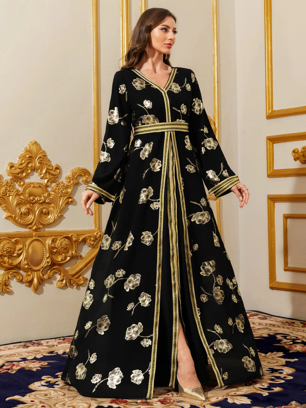 Moroccan Floral Maxi Kaftan Abaya