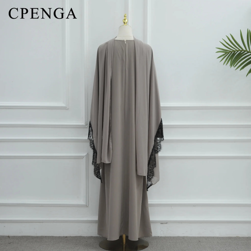 Two-Piece Luxury Lace Dubai Abaya Set